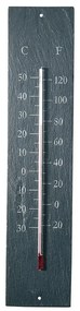 Termometru pentru exterior, din ardezie Esschert Design Plain, 45 x 10 cm