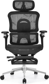 Scaun Ergonomic Premium ErgoFlex UltraMesh 5D cu Suport Lombar, Spătar Reglabil pe Înălțime, Șezut Translație, Reclinabil, Negru