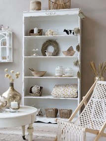 Biblioteca shabby chic din lemn masiv, 5 rafturi
