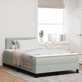 vidaXL Pat box spring cu saltea &amp; LED, gri deschis, 120x190 cm catifea