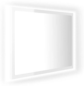 804921 vidaXL Oglindă de baie cu LED, alb extralucios, 60x8,5x37 cm, acril