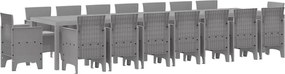 vidaXL Set de masă de grădină cu perne cu pernă 17 pcs Gri deschis PP
