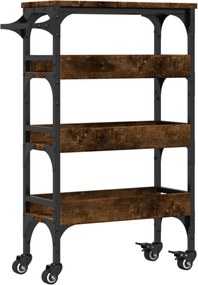vidaXL Cărucior de bucătărie stejar fumuriu 53x20x76 cm lemn prelucrat