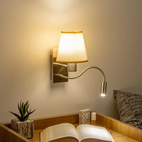 Lampă LED de perete Brilagi NUBILA 1xE27/25W/230V + LED/3W crom mat/maro deschis