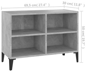 Comoda TV cu picioare metalice, gri beton, 69,5x30x50 cm 1, Gri beton, 69.5 x 30 x 50 cm