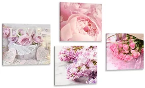 Set tablouri natura moartă delicată a florilor