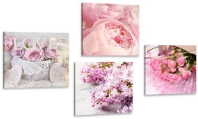 Set tablouri natura moartă delicată a florilor
