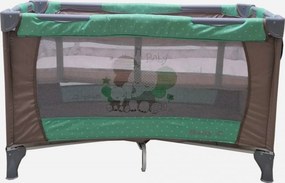 Patut Pliabil si Tarc copii Baby Care™ PRO FMG, 120X60 cm, 2 Niveluri de inaltime, Cu geanta transport inclusa, Plasa insecte, Maron cu Verde