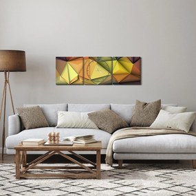 Tablou - Abstracție 3D poligonală (cu ceas) (90x30 cm)