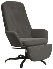 3097642 vidaXL Scaun de relaxare cu taburet, gri închis, catifea