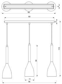 Lustră pe cablu MUZA 3xE27/60W/230V