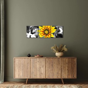 Tablou cu floare galbenă (cu ceas) (90x30 cm)