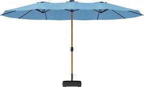 Outsunny Umbrelă de grădină dublă 5 x 3 m umbrelă de exterior cu bază inclusă, manivelă, protecție UV, albastru | Aosom Romania