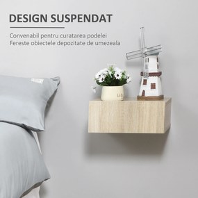 Set de 2 Noptiere Suspendate pentru Dormitor, Noptiere Moderne cu Fixare la Perete, din Lemn 40x30x15cm HOMCOM | Aosom RO