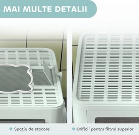 PawHut Litieră de nisip pentru pisici cu Capac, Intrare Dublă, Sertar, Lopățică, Verde | Aosom Romania