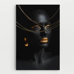 Tablou Canvas, 50x70cm, Dormitor si Living, Femei, Black and Gold, Gold Chain Woman