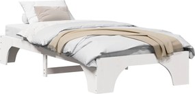 vidaXL Cadru de pat Alb 75 x 190 cm Lemn de pin masiv