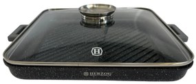 Tava marmorata grill cu capac, 34 CM, patrata, Herzog HR 5233