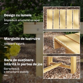 Outsunny Banca de Exterior Impermeabila 2 Locuri din Lemn de Brad 110x38x35cm