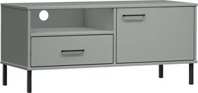 vidaXL Comodă TV cu picioare metalice „OSLO”, gri, lemn masiv pin