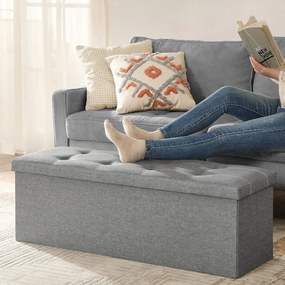 Bancheta versatila cu capac, MDF / textil, gri deschis, Songmics