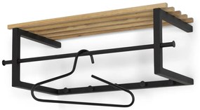 Cuier de perete negru/în culoare naturală cu raft din metal 76 cm Marco – Spinder Design