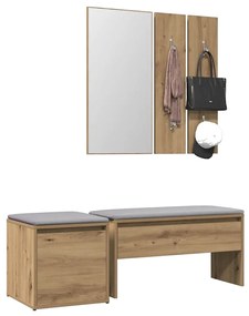vidaXL Set de mobilier pentru hol din lemn de stejar artizanal