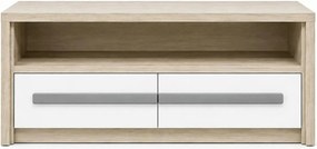 Comoda TV ROMA 4, alb/gri/stejar, PAL laminat, 120x53x44 cm
