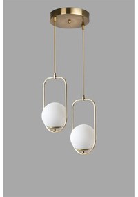 Lustră albă/aurie cu abajur din sticlă ø 25 cm Ahu – Opviq lights