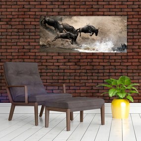 Tablou - Turmă de gnu (120x50 cm)