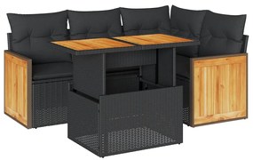 3327702 vidaXL Set mobilier de grădină cu perne, 5 piese,poliratan/lemn acacia