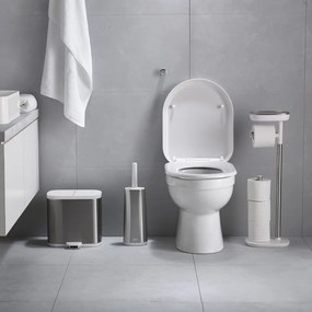Perie de toaleta Joseph Joseph Flex 70517, Cap flexibil in forma de D, Otel inoxidabil, Alb/Inox