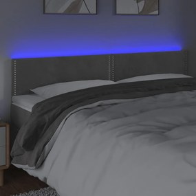 Tablie de pat cu LED, gri deschis, 160x5x78 88 cm, catifea 1, Gri deschis, 160 x 5 x 78 88 cm