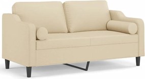vidaXL Canapea cu 2 locuri cu pernuțe, crem, 140 cm, textil