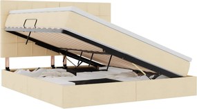 vidaXL Pat cu saltea și LED cu saltea Creme 180 x 200 cm Poliester