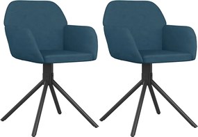vidaXL Scaune de bucătărie pivotante, 2 buc., albastru, catifea