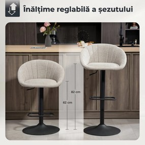 HOMCOM Set 2 Scaune de Bar Rotative din Țesătură cu Înălțime Ajustabilă Bej | Aosom Romania
