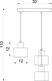 Lampă suspendată cu cablu PARKLA 3xE27/15W/230V, negru