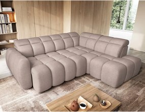 Colțar maro deschis extensibil/cu spațiu de depozitare cu tapițerie din țesătură bouclé (cu colț pe partea dreaptă/în formă de ”L”) Falconn – ELTAP