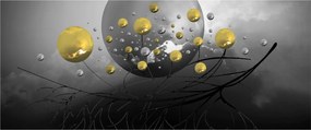 Tabloul cu bile abstracte aurii (120x50 cm)