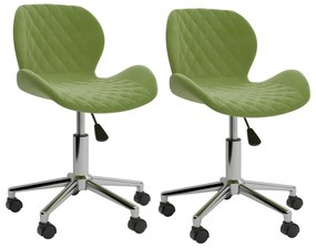 335003 vidaXL Scaune de bucătărie pivotante, 2 buc., verde deschis, catifea