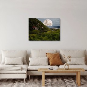 Tablou pe sticlă - peisaj cu luna (70x50 cm)