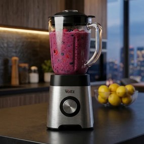 Blender Oliver Voltz OV51162E, 800 W, 2 viteze+Pulse, 1.5 L, Zdrobire gheata, Negru/Argintiu