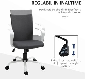 Vinsetto Scaun de Birou Ergonomic și Pivotant pentru Birou, Gri Închis | Aosom Romania