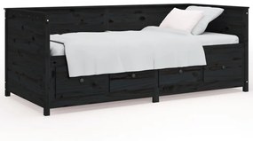820910 vidaXL Pat de zi, negru, 80x200 cm, lemn masiv de pin