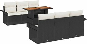 vidaXL Set de canapele pentru grădină 7 pcs Negru Rattan poli