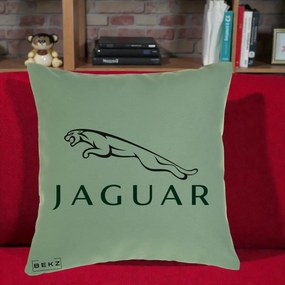 Perna Personalizata cu emblema Jaguar, 40x40 cm, Verde, Husa Detasabila, Perna Inclusa, BEKZ®