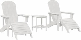 vidaXL Scaun pentru Grădină 3 pcs Alb Polietilenă