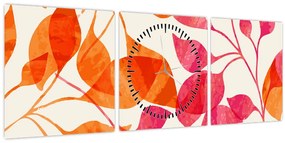Tablou - Frunze portocalii (cu ceas) (90x30 cm)