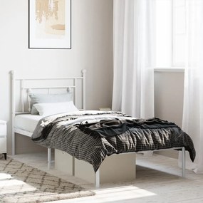 374380 vidaXL Cadru de pat metalic cu tăblie, alb, 90x190 cm